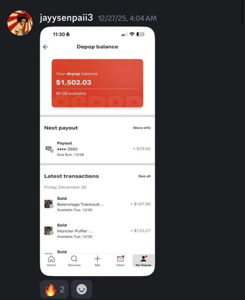 Marketplace balance screenshot